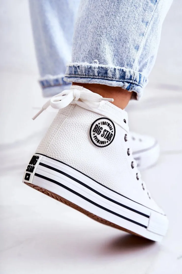Hot Big Star Shoes Trampki Damskie Big Star Białe GG274013 Biały