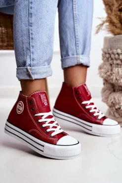 Online Big Star Shoes Trampki Damskie Big Star Czerwone GG274014