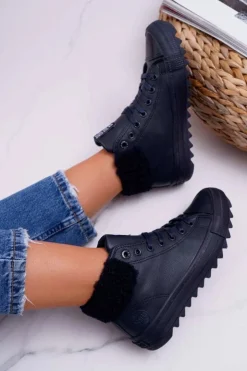 Big Star Shoes Trampki Ocieplane|Trampki Damskie Big Star*Trampki Damskie Big Star Wysokie Ocieplane Granatowe EE274147