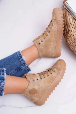 Damskie Big Star Shoes Trampki Damskie Big Star Wysokie Ocieplane Camel EE274116