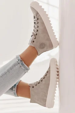 New Big Star Shoes Trampki Damskie Big Star Wysokie Ocieplane Szare EE274114 Szary