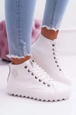 Big Star Shoes Trampki Ocieplane|Trampki Damskie Big Star*Trampki Damskie Big Star Wysokie Ocieplane Białe EE274111