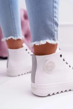 Big Star Shoes Trampki Ocieplane|Trampki Damskie Big Star*Trampki Damskie Big Star Wysokie Ocieplane Białe EE274111