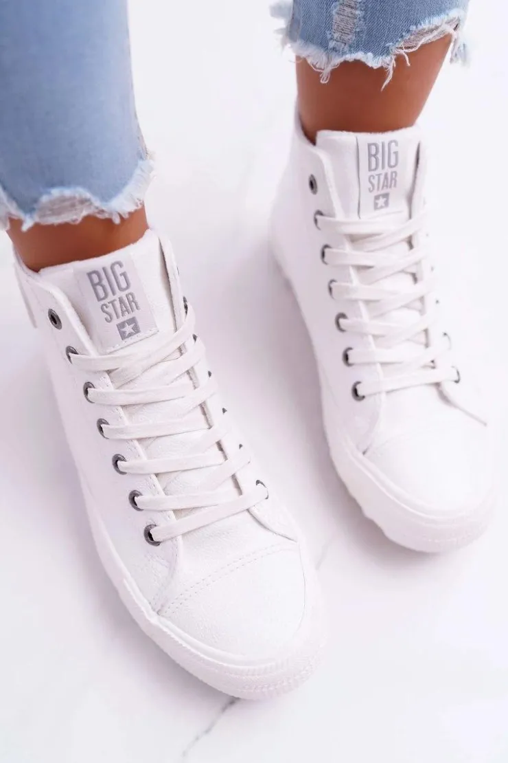 Big Star Shoes Trampki Ocieplane|Trampki Damskie Big Star*Trampki Damskie Big Star Wysokie Ocieplane Białe EE274111