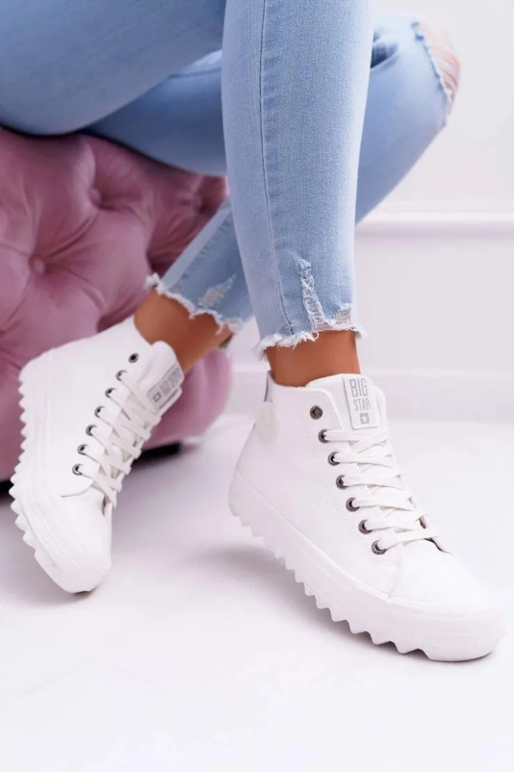 Big Star Shoes Trampki Ocieplane|Trampki Damskie Big Star*Trampki Damskie Big Star Wysokie Ocieplane Białe EE274111