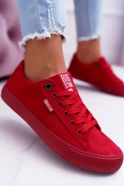Hot Big Star Shoes Trampki Damskie Big Star Zamsz Czerwone EE274044