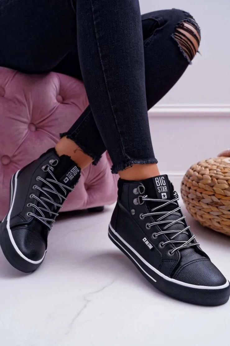 Big Star Shoes Trampki Ocieplane|Trampki Damskie Big Star*Trampki Damskie Big Star Wysokie Czarne Ocieplane EE274410