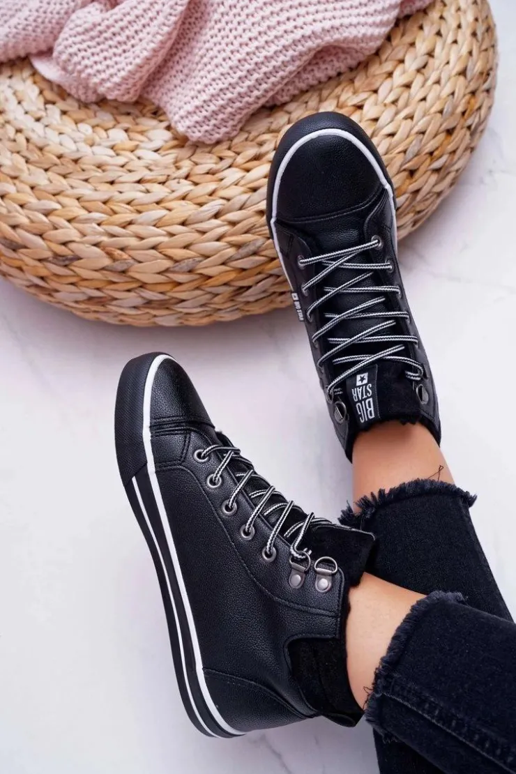 Big Star Shoes Trampki Ocieplane|Trampki Damskie Big Star*Trampki Damskie Big Star Wysokie Czarne Ocieplane EE274410