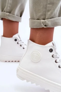 Damskie Big Star Shoes Trampki Damskie Big Star Wysokie Ocieplane Białe GG274108