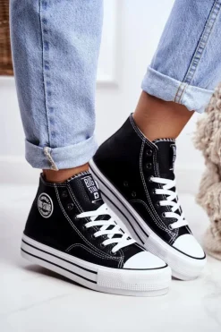 Big Star Shoes Trampki Damskie Big Star|Trampki Damskie Wysokie*Trampki Damskie Big Star Czarne GG274012 Czarny