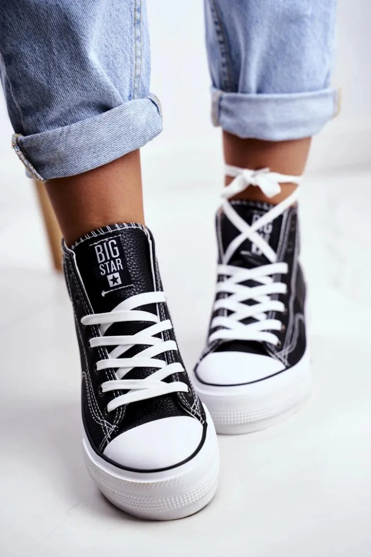 Big Star Shoes Trampki Damskie Big Star|Trampki Damskie Wysokie*Trampki Damskie Big Star Czarne GG274012 Czarny