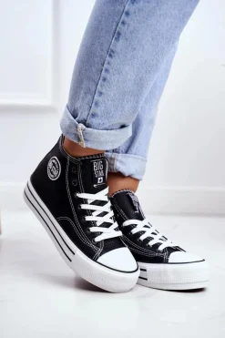 Big Star Shoes Trampki Damskie Big Star|Trampki Damskie Wysokie*Trampki Damskie Big Star Czarne GG274012 Czarny