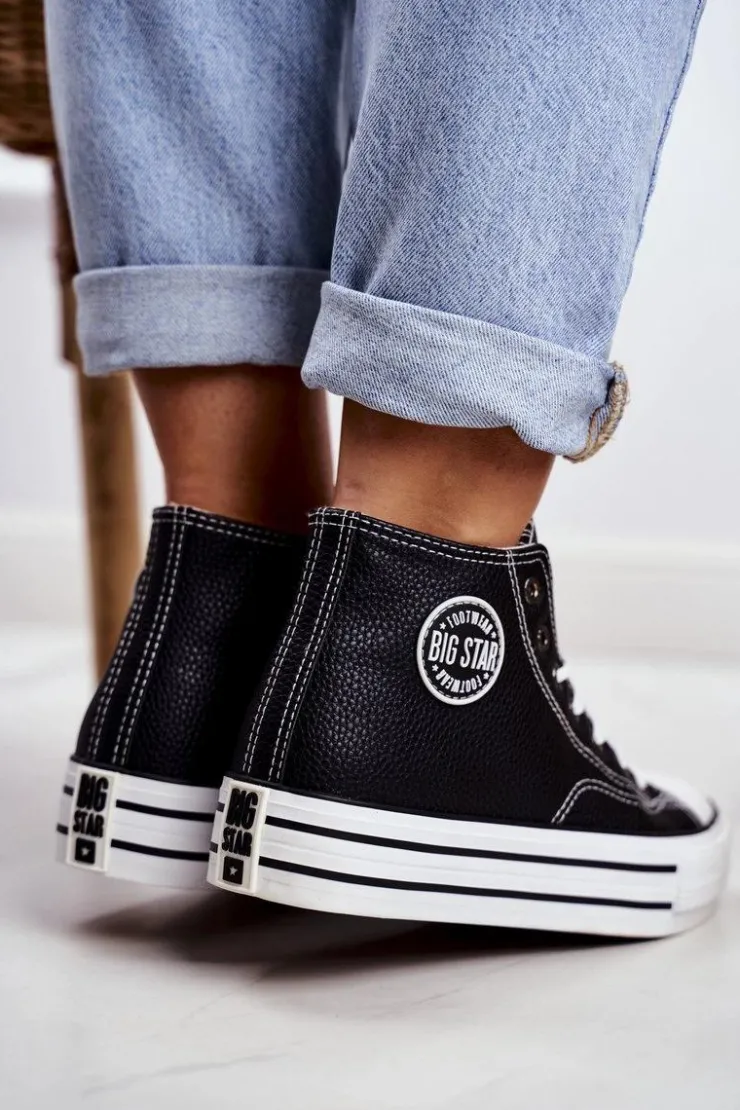 Big Star Shoes Trampki Damskie Big Star|Trampki Damskie Wysokie*Trampki Damskie Big Star Czarne GG274012 Czarny