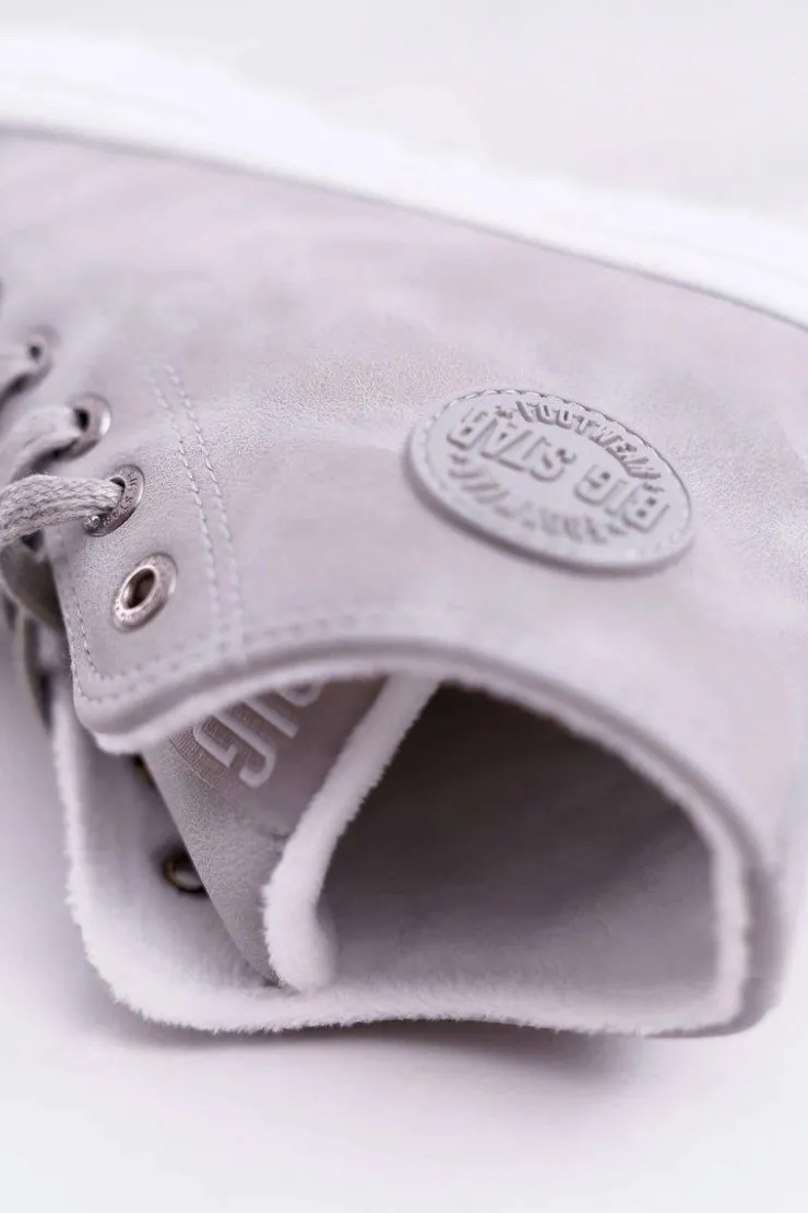 Hot Big Star Shoes Trampki Damskie Big Star Wysokie Ocieplane Szare EE274114