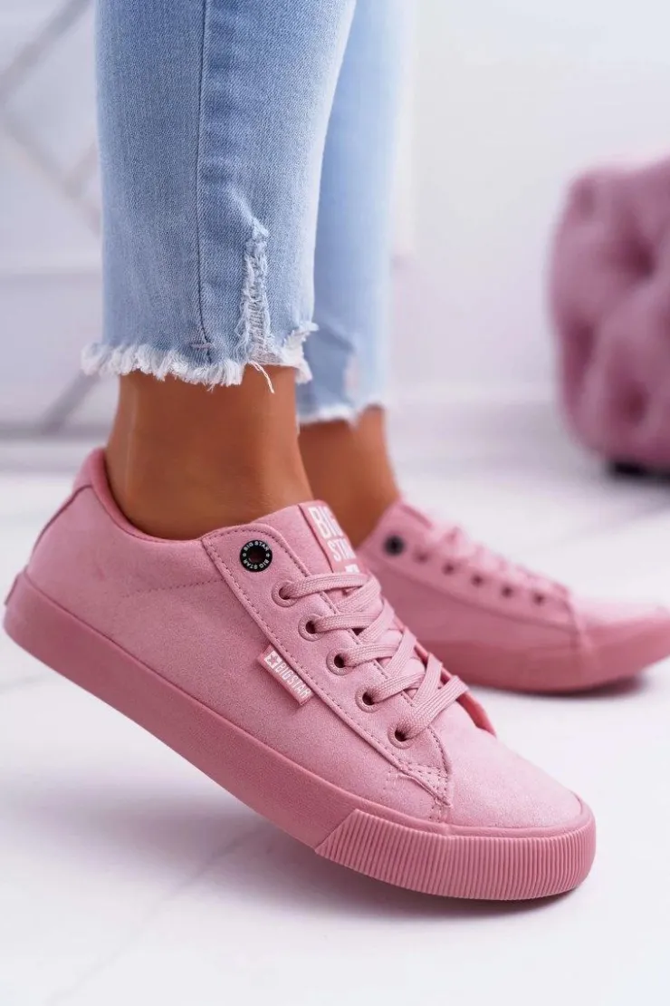 Big Star Shoes Trampki Damskie Big Star|Trampki Damskie Niskie*Trampki Damskie Big Star Zamsz Różowe EE274047