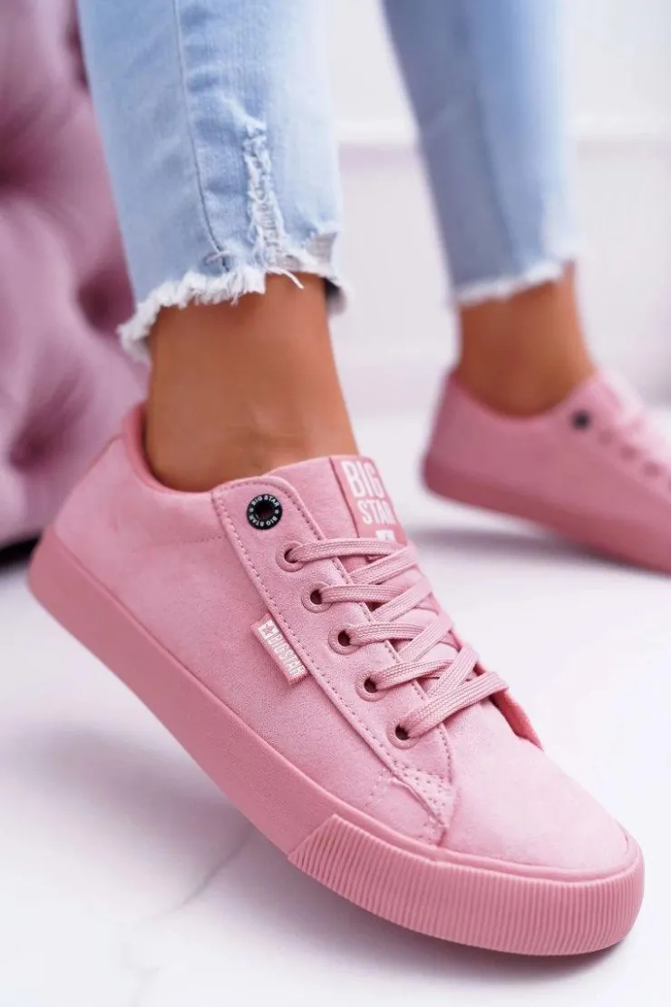 Big Star Shoes Trampki Damskie Big Star|Trampki Damskie Niskie*Trampki Damskie Big Star Zamsz Różowe EE274047