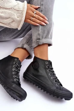 Damskie Big Star Shoes Trampki Damskie Big Star Wysokie Ocieplane Czarne EE274110