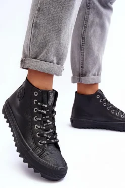 Damskie Big Star Shoes Trampki Damskie Big Star Wysokie Ocieplane Czarne EE274110