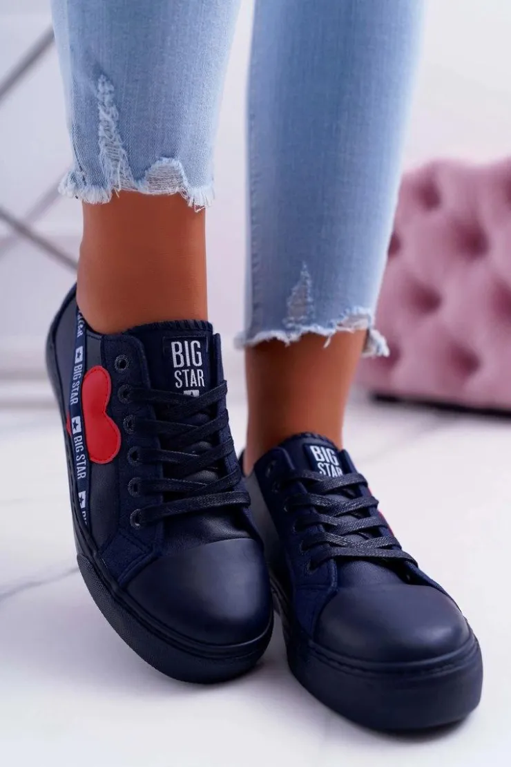 Damskie Big Star Shoes Trampki Damskie Big Star Granatowe z Sercem EE274258