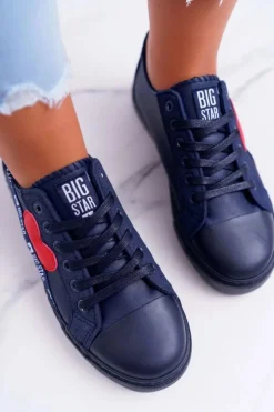 Damskie Big Star Shoes Trampki Damskie Big Star Granatowe z Sercem EE274258