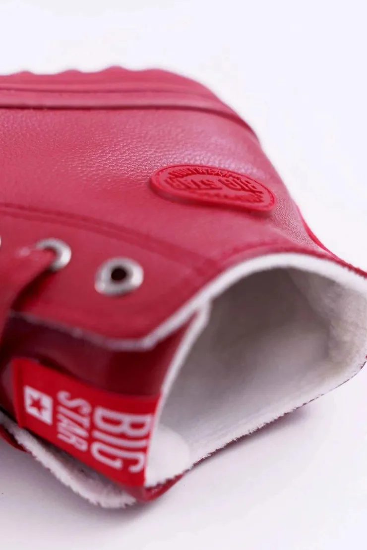 Big Star Shoes Trampki Damskie Big Star Wysokie Ocieplane Czerwone EE274112