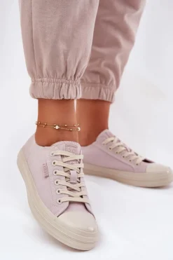 Sale Big Star Shoes Trampki Damskie Big Star RR274732 Jasnoróżowe Różowy