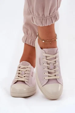 Sale Big Star Shoes Trampki Damskie Big Star RR274732 Jasnoróżowe Różowy