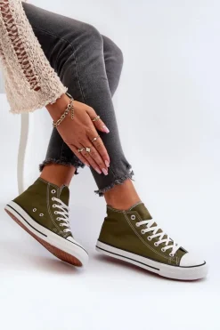 Boto Trampki Damskie Niskie*Trampki Damskie Ciemnozielone Socerio