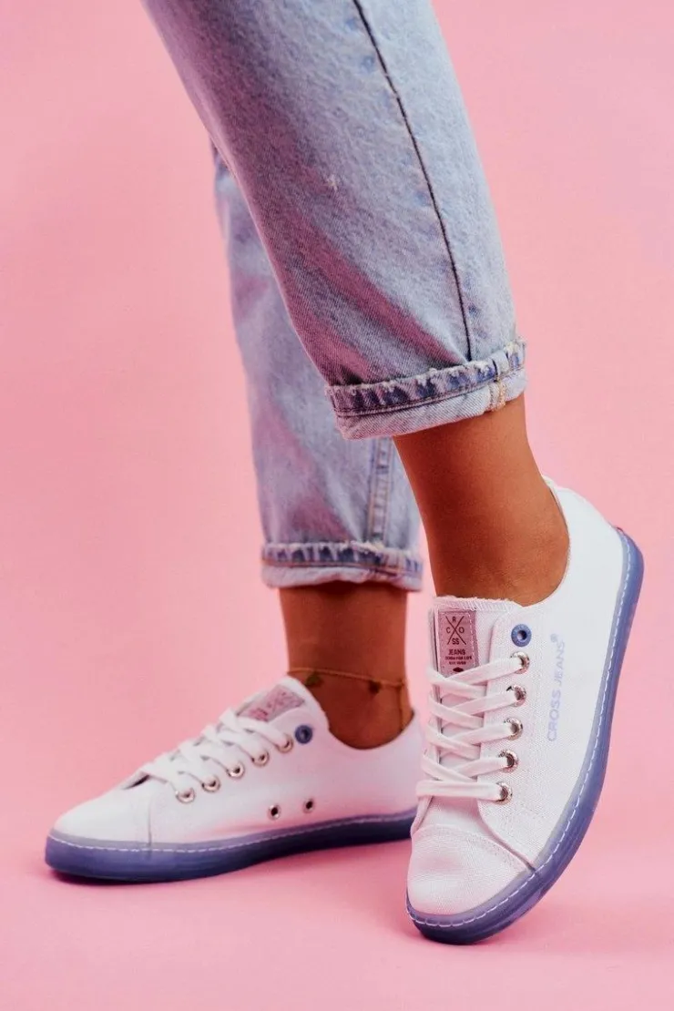 Damskie Cross Jeans Trampki Damskie Biało Niebieskie FF2R4077C