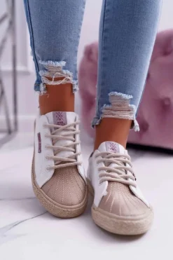 Cross Jeans Trampki Damskie Niskie*Trampki Damskie Białe DD2R4095