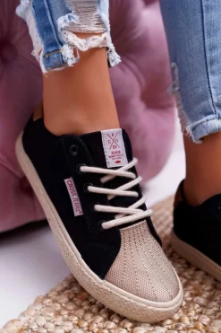 Damskie Cross Jeans Trampki Damskie Czarne DD2R4093