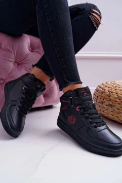 Cross Jeans Trampki Damskie Cross Jeans|Trampki Damskie Wysokie*Trampki Damskie Wysokie Czarne EE2R4147C