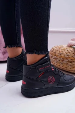 Cross Jeans Trampki Damskie Cross Jeans|Trampki Damskie Wysokie*Trampki Damskie Wysokie Czarne EE2R4147C