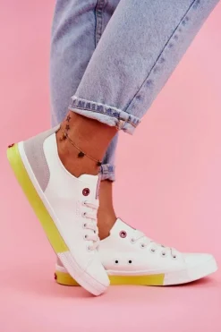 Damskie Cross Jeans Trampki Damskie Biało Żółte FF2R4042C