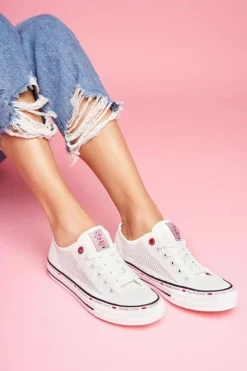 Cross Jeans Trampki Damskie Cross Jeans*Trampki Damskie Białe Siateczka FF2R4016C