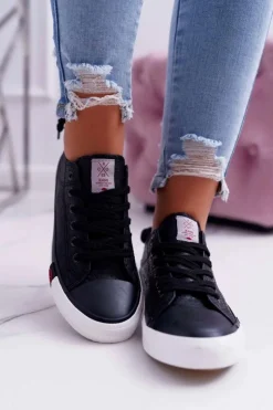 Damskie Cross Jeans Trampki Damskie Czarne DD2R4060