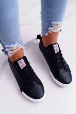 Damskie Cross Jeans Trampki Damskie Czarne DD2R4060