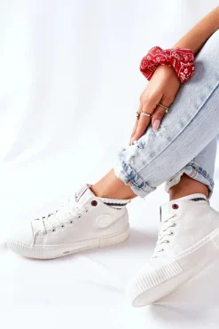 Cross Jeans Trampki Damskie Cross Jeans|Trampki Ocieplane*Trampki Damskie Wysokie Białe II2R4022 Biały