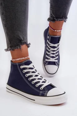 Boto Trampki Damskie Niskie*Trampki Damskie Granatowe Socerio Niebieski