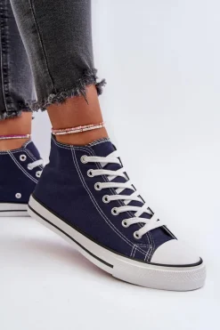 Boto Trampki Damskie Niskie*Trampki Damskie Granatowe Socerio Niebieski