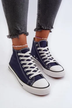 Boto Trampki Damskie Niskie*Trampki Damskie Granatowe Socerio Niebieski