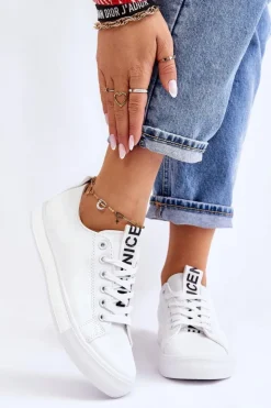 New Boto Trampki Damskie Klasyczne Białe Ville Biały