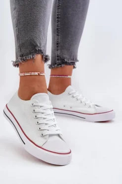 Damskie Boto Trampki Damskie Klasyczne Niskie Białe Caelira