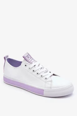 Boto Trampki Damskie Niskie*Trampki Damskie Klasyczne Biało-Fioletowe Ville