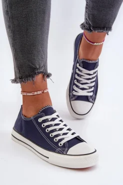 Discount Boto Trampki Damskie Klasyczne Niskie Granatowe Caelira