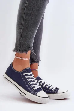 Discount Boto Trampki Damskie Klasyczne Niskie Granatowe Caelira