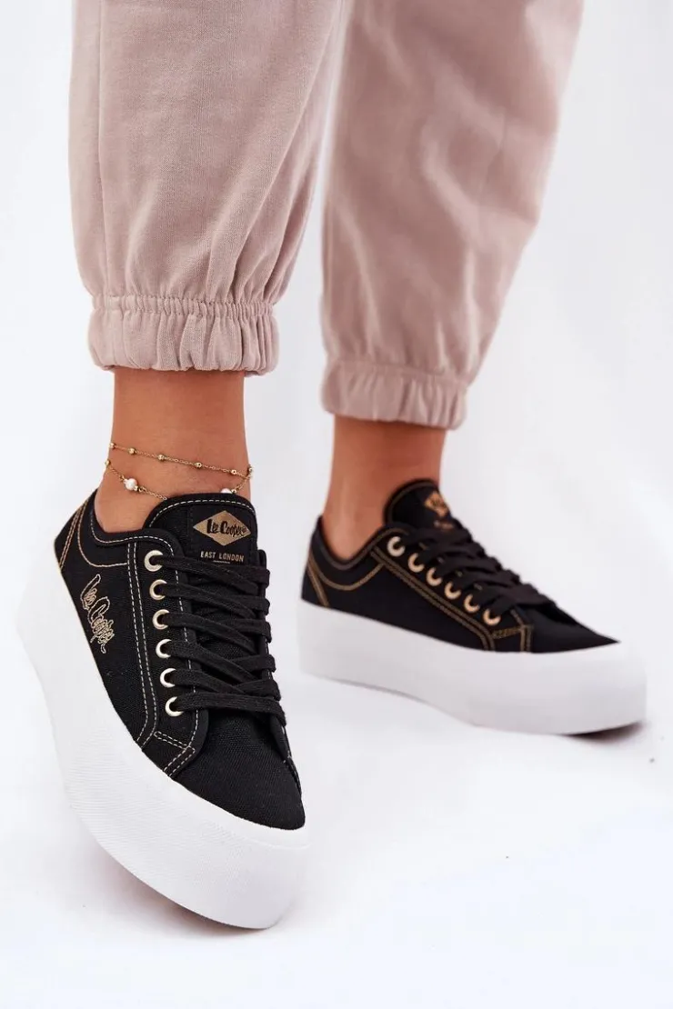 Lee Cooper Trampki Damskie Niskie*Trampki Damskie Materiałowe Na Platformie LCW-25-31-3431L Czarne