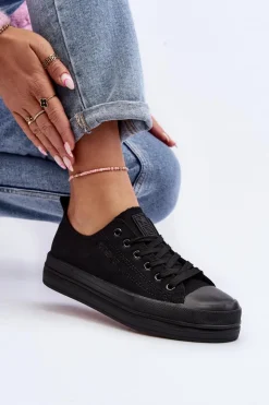 Damskie Evento Trampki Damskie Materiałowe Czarne Staneva