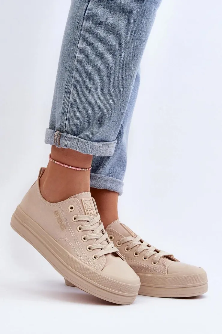 Online Evento Trampki Damskie Materiałowe Beżowe Staneva