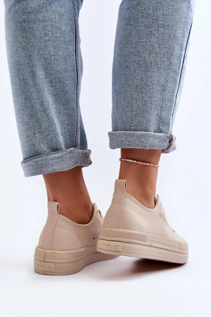 Online Evento Trampki Damskie Materiałowe Beżowe Staneva